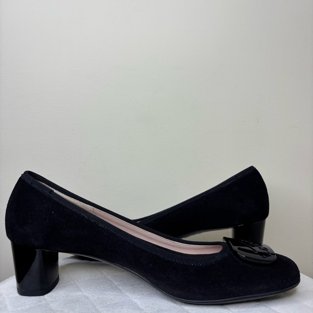 Salvatore Ferragamo Black Suede Calf Heels Size 8.5 - Picture 7 of 10